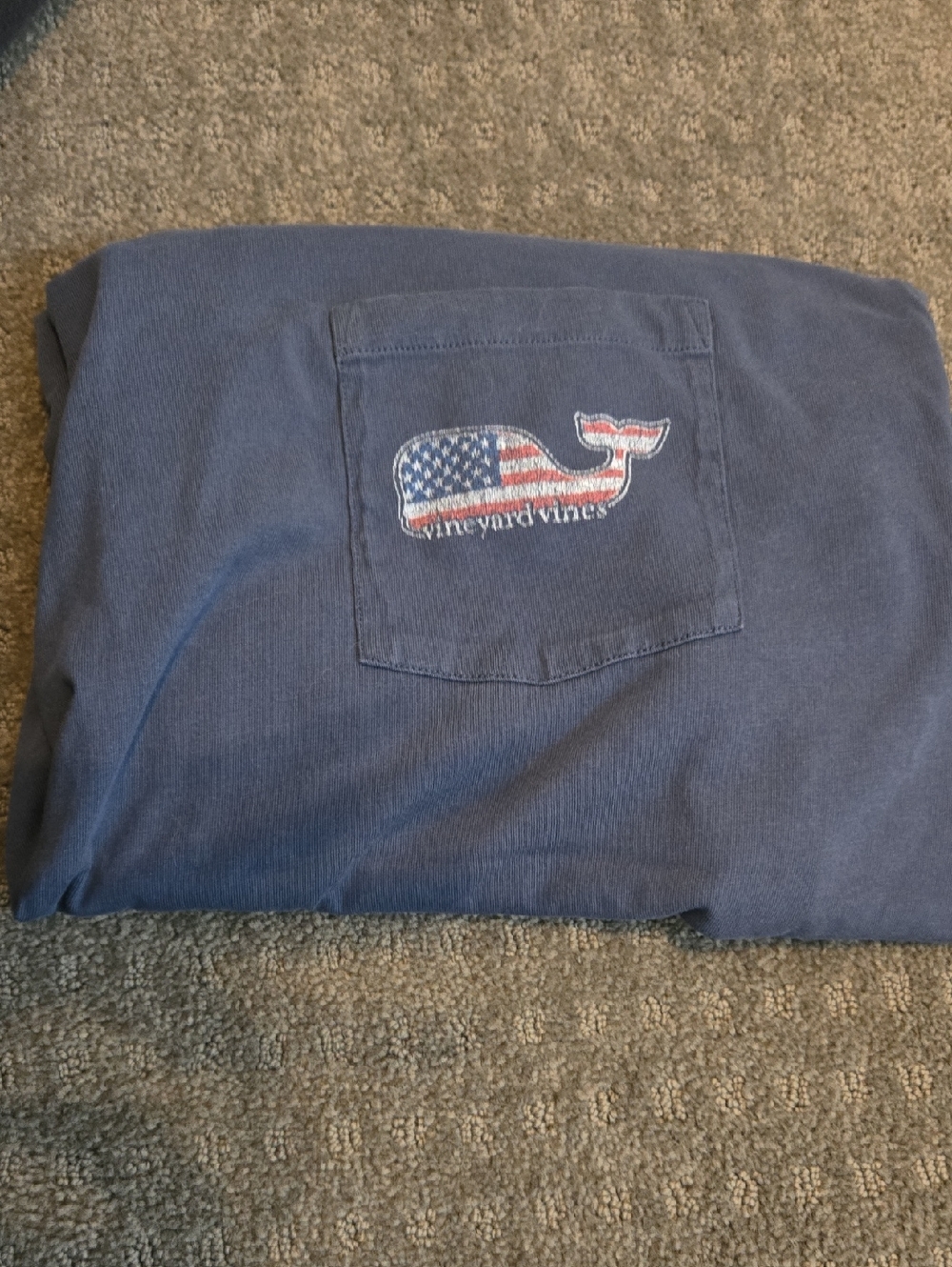 Vineyard Vines 3XB Navy Pocket Tee with American Flag Whale